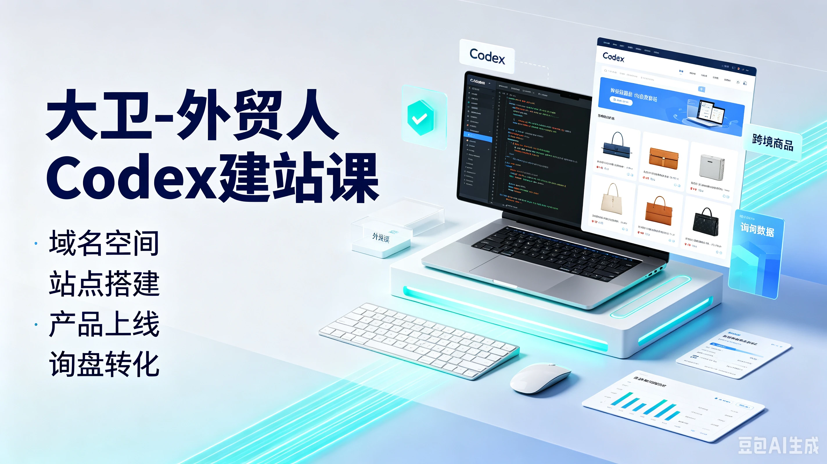 【精】大卫-外贸人Codex建站课，域名空间、站点撘建、产品上线、询盘转化-程拾网络
