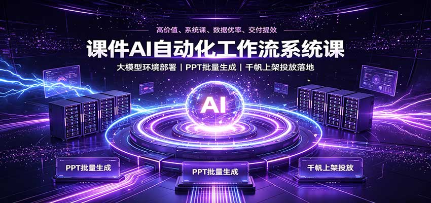 课件AI自动化工作流系统课：大模型环境部署，PPT批量生成，千帆上架投放落地-程拾网络