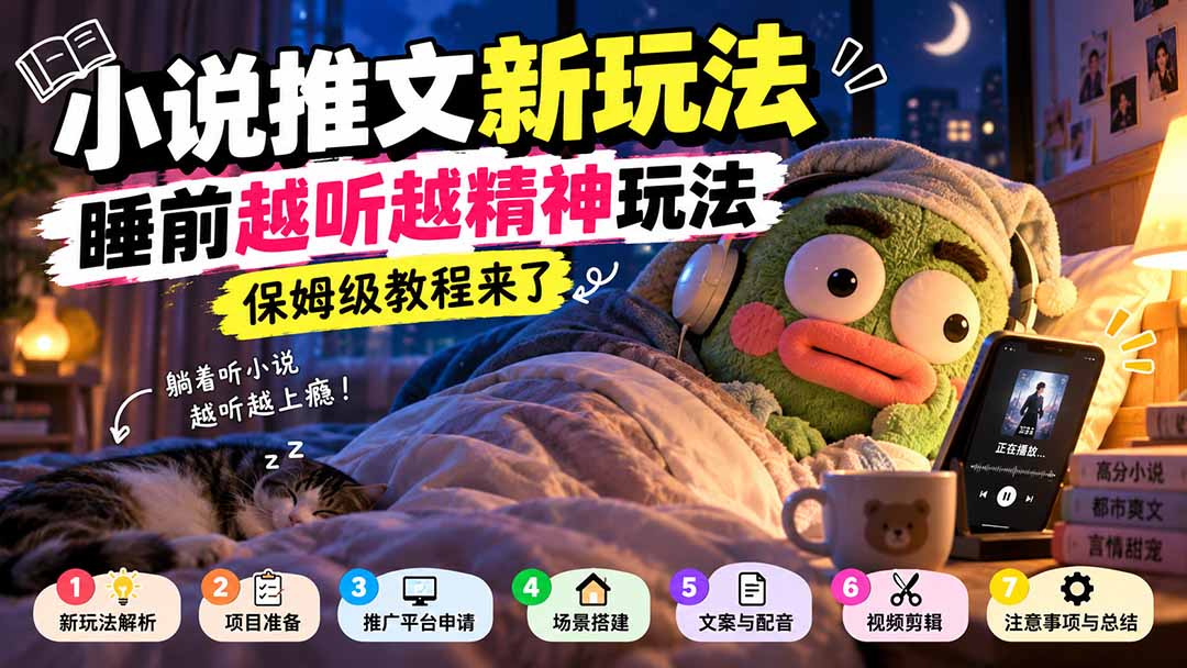 小说推文新玩法,睡前越听越精神玩法,保姆级教程来了-程拾网络