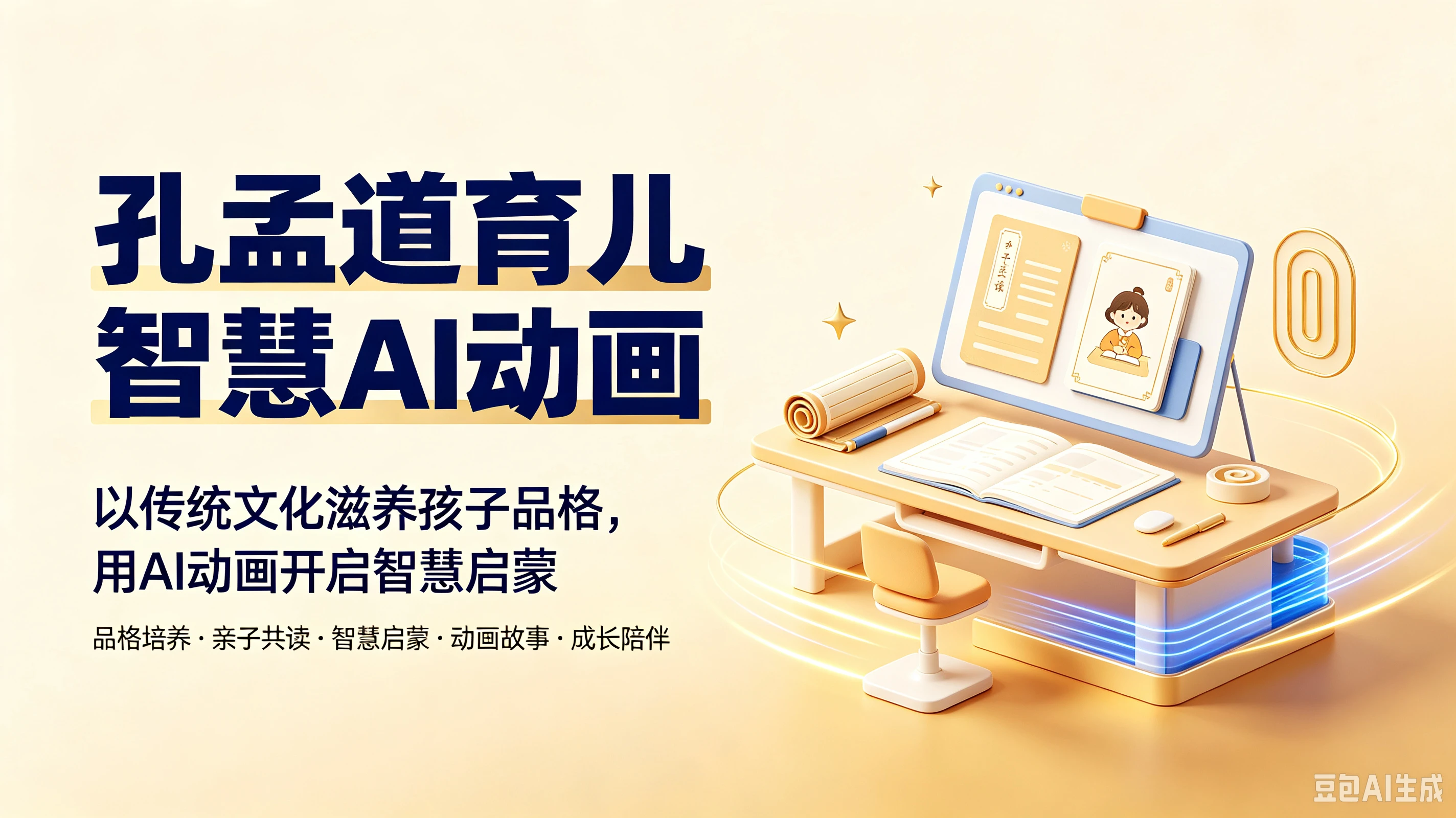 【精】孔孟道育儿智慧AI动画，以传统文化滋养孩子品格，用AI动画开启智慧启蒙，品格培养、亲子共读、智慧启蒙、动画故事、成长陪伴-程拾网络