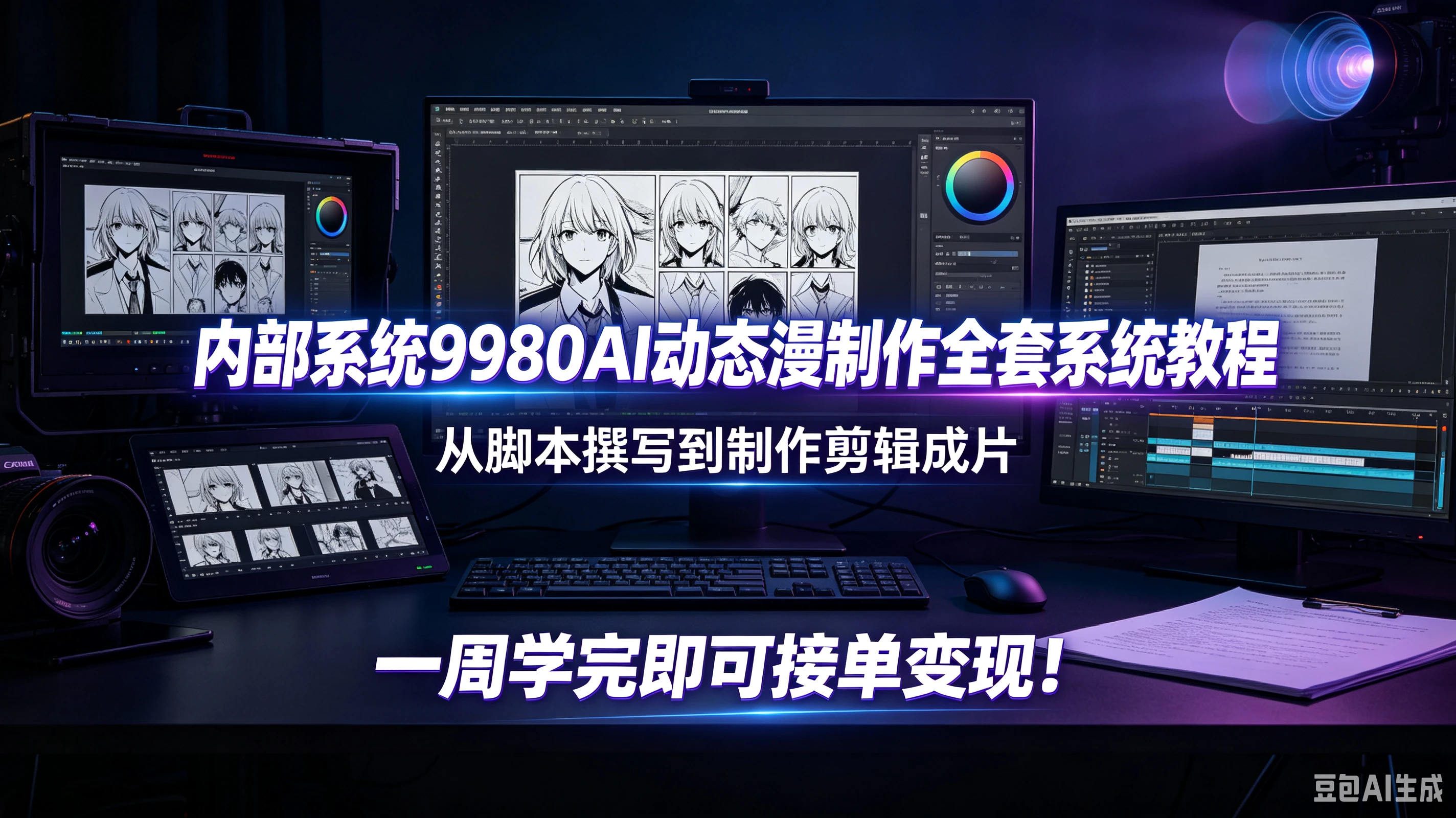 【精】内部系统9980AI动态漫制作全套系统教程，从脚本撰写到制作剪辑成片，一周学完即可接单变现！-程拾网络