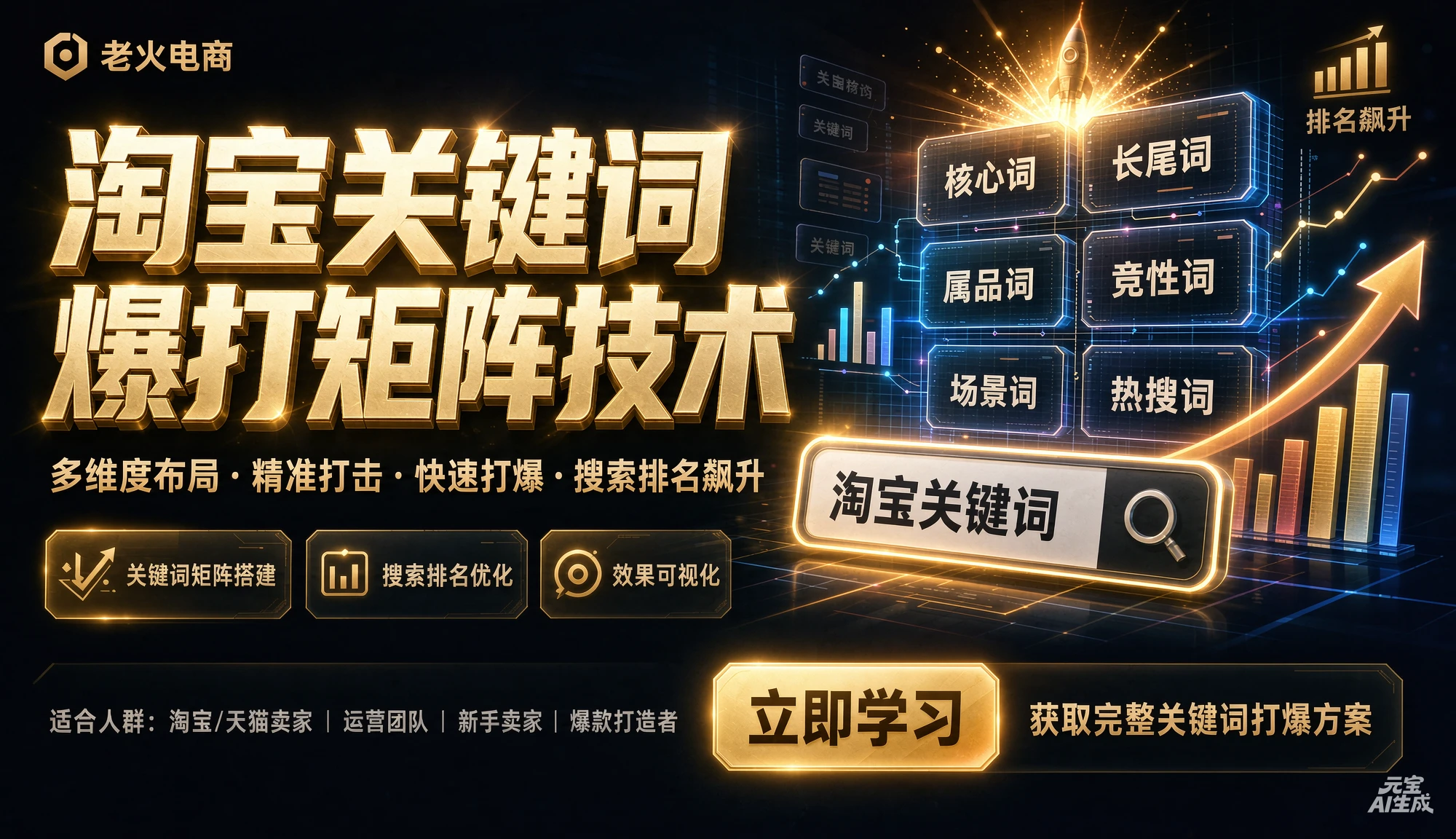 【精】老火电商04期 - 淘宝关键词爆打矩阵技术，低预低出高投产(20节)-程拾网络
