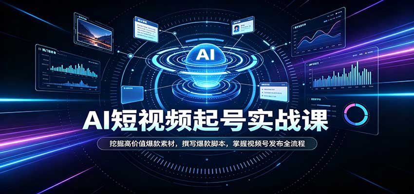 短视频AI起号实战课：挖掘高价值爆款素材，撰写爆款脚本，掌握视频号发布全流程-程拾网络