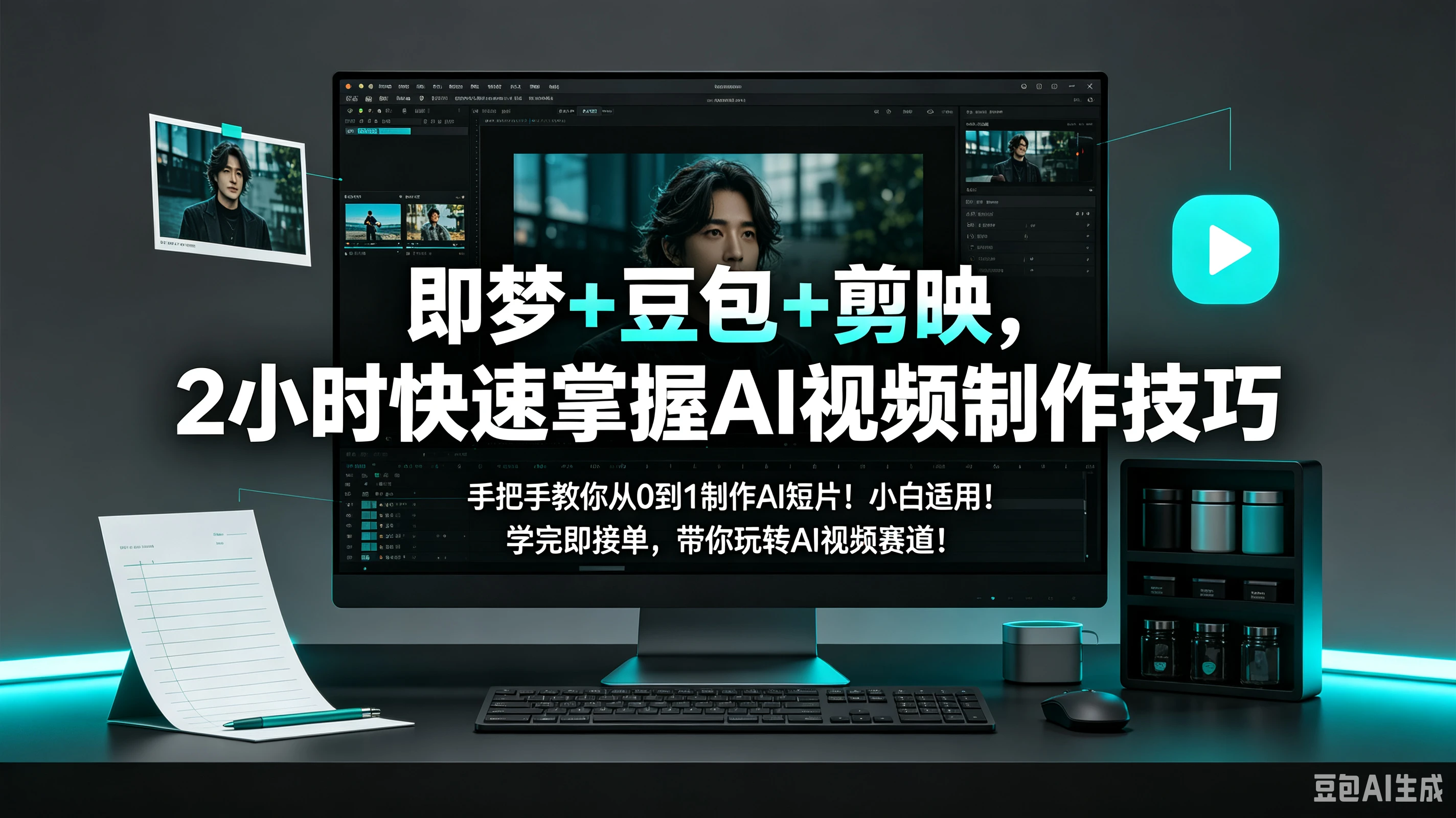 【精】即梦+豆包+剪映，2小时快速掌握AI视频制作技巧，手把手教你从0到1制作AI短片！小白适用！学完即接单，带你玩转AI视频赛道！-程拾网络
