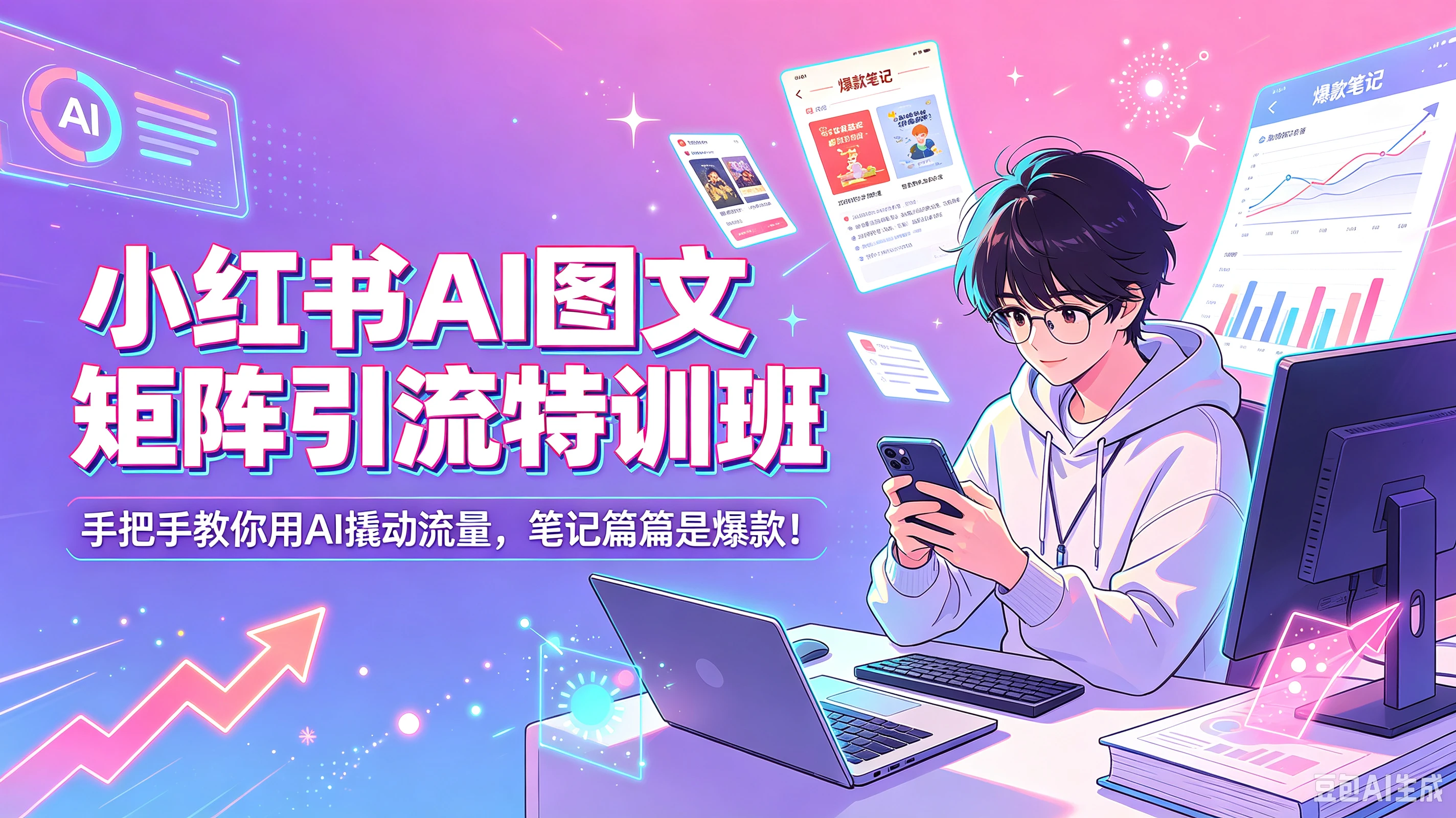 【精】小红书AI图文矩阵引流特训班| 手把手教你用AI撬动流量，笔记篇篇是爆款！-程拾网络