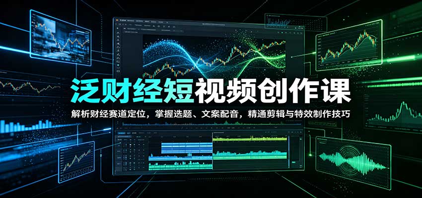 泛财经短视频创作课：解析财经赛道定位，掌握选题、文案配音，精通剪辑与特效制作技巧-程拾网络