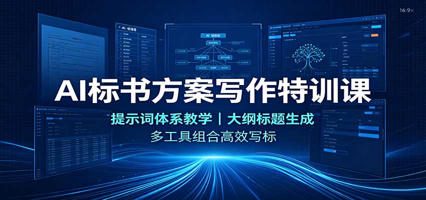 AI标书方案写作特训课：提示词体系教学，大纲标题生成，多工具组合高效写标-程拾网络