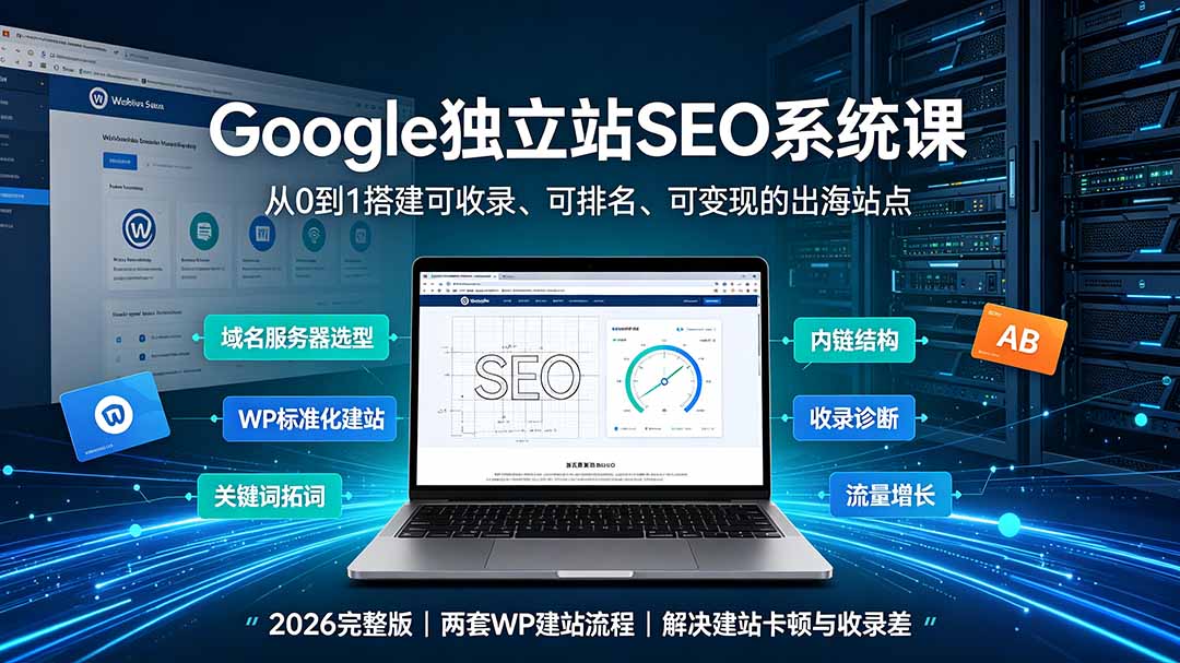 Google独立站SEO-7月系统课：出海基建×WordPress建站×AI内容生产×站内外优化×Search Console×AdSense变现-程拾网络