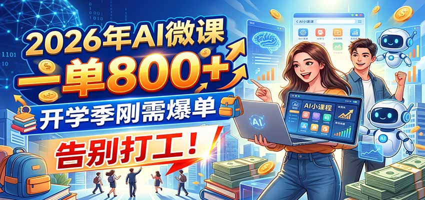 2026年AI微课,一单800+,开学季刚需爆单,告别打工!-程拾网络