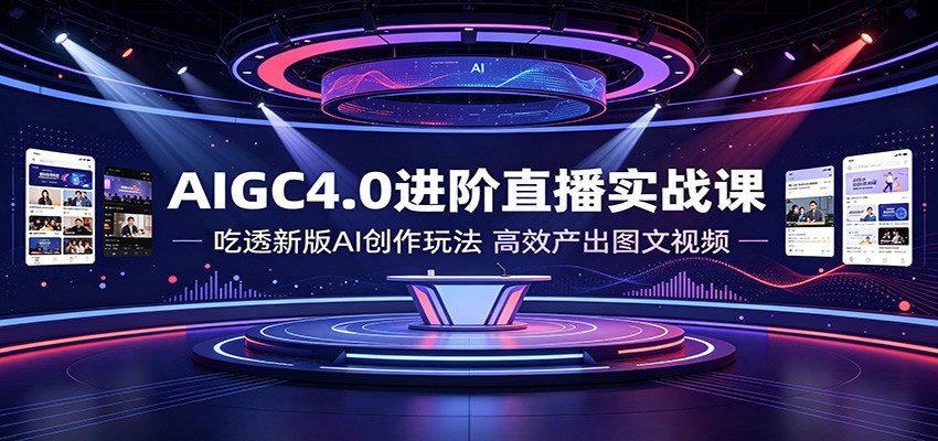 【精】AIGC4.0进阶直播实战课：吃透新版AI创作玩法，高效产出图文视频-程拾网络