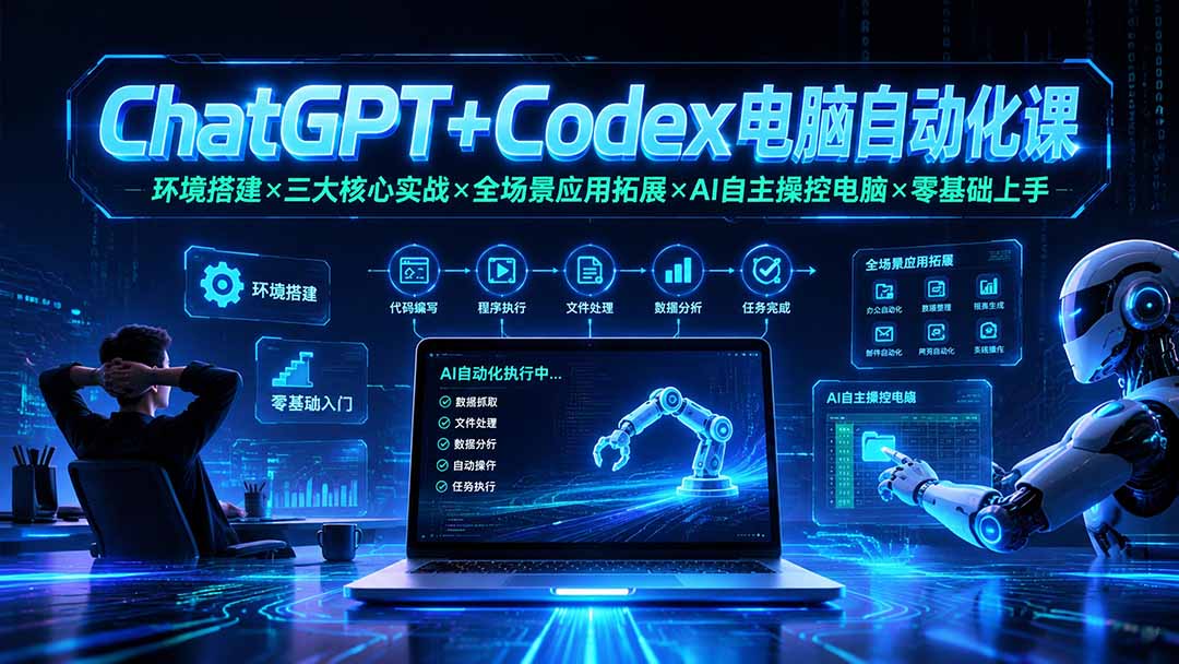 ChatGPT+Codex电脑自动化课：环境搭建×三大核心实战×全场景应用拓展×AI自主操控电脑×零基础上手-程拾网络