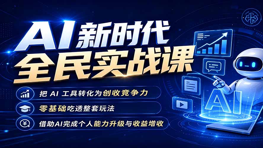 【精】AI新时代全民实战课，把 AI 工具转化为创收竞争力，零基础吃透整套玩法，借助AI完成个人能力升级与收益增收。-程拾网络