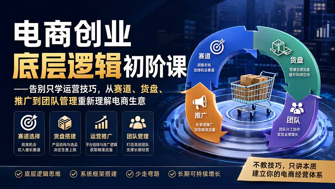 电商创业底层逻辑初阶课——告别只学运营技巧，从赛道、货盘、推广到团队管理重新理解电商生意-程拾网络