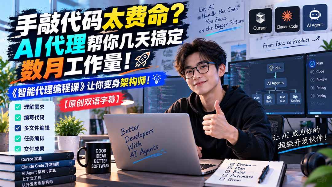 （20286期）手敲代码太费命？AI 代理帮你几天搞定数月工作量！《智能代理编程课》让你变身架构师-程拾网络