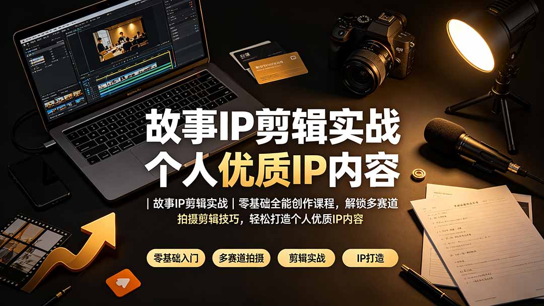 【精】故事IP剪辑实战｜零基础全能创作课程，解锁多赛道拍摄剪辑技巧，轻松打造个人优质IP内容-程拾网络