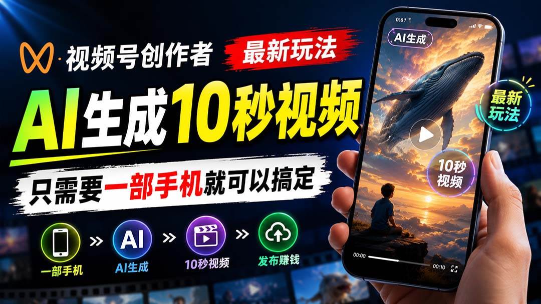 （20136期）视频号创作者最新玩法，AI生成10秒视频，只需要一部手机就可以搞定-程拾网络