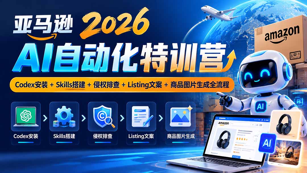 亚马逊2026AI自动化-10月特训营：Codex安装+Skills搭建+侵权排查+Listing文案+商品图片生成全流程-程拾网络