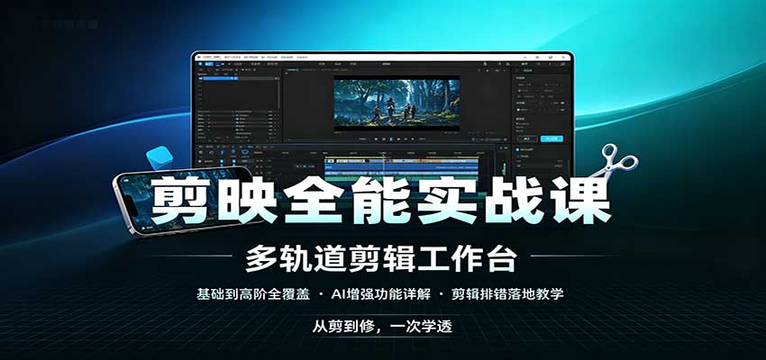 剪映全能实战课：基础到高阶全覆盖，AI增强功能，剪辑排错落地教学-程拾网络