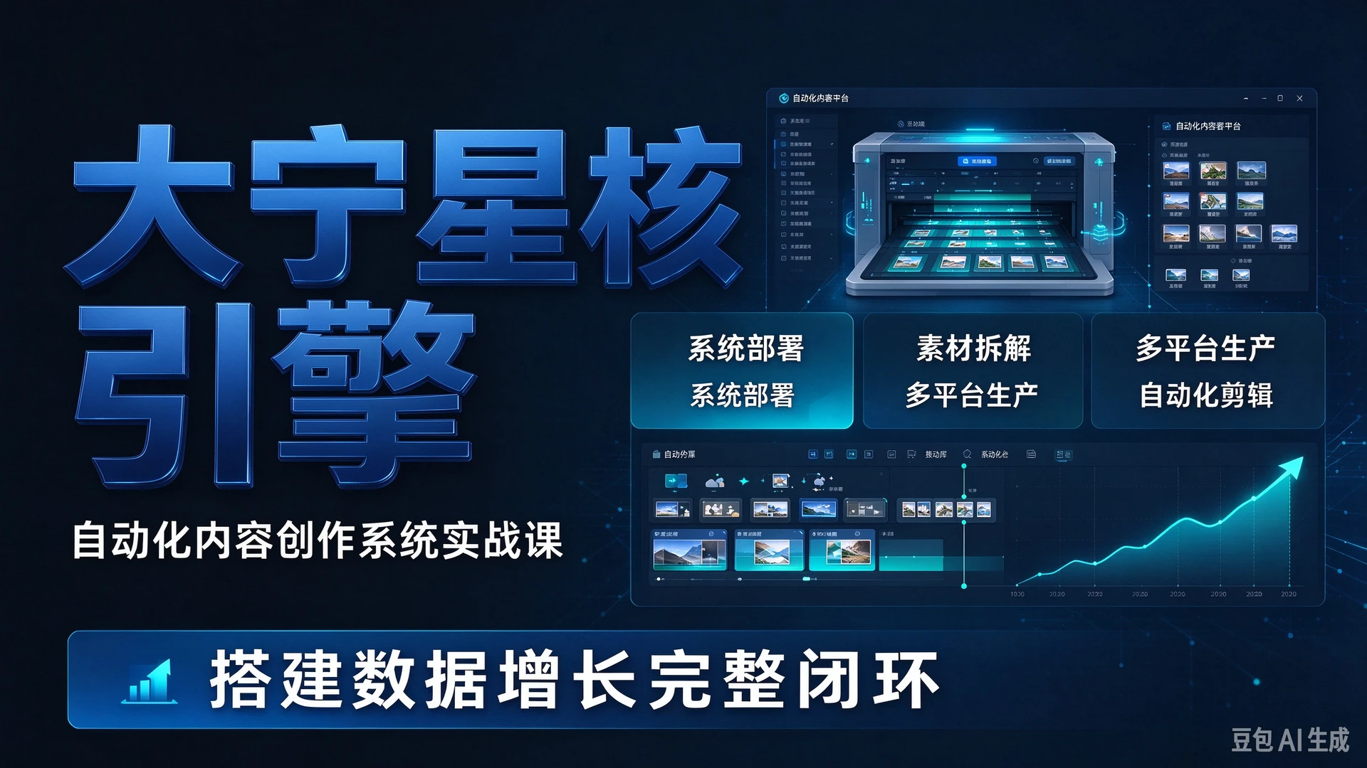 【精】大宁星核引擎自动化内容创作系统，带你学习系统部署与素材拆解，搭建多平台内容生产、自动化剪辑的数据增长完整闭环-程拾网络