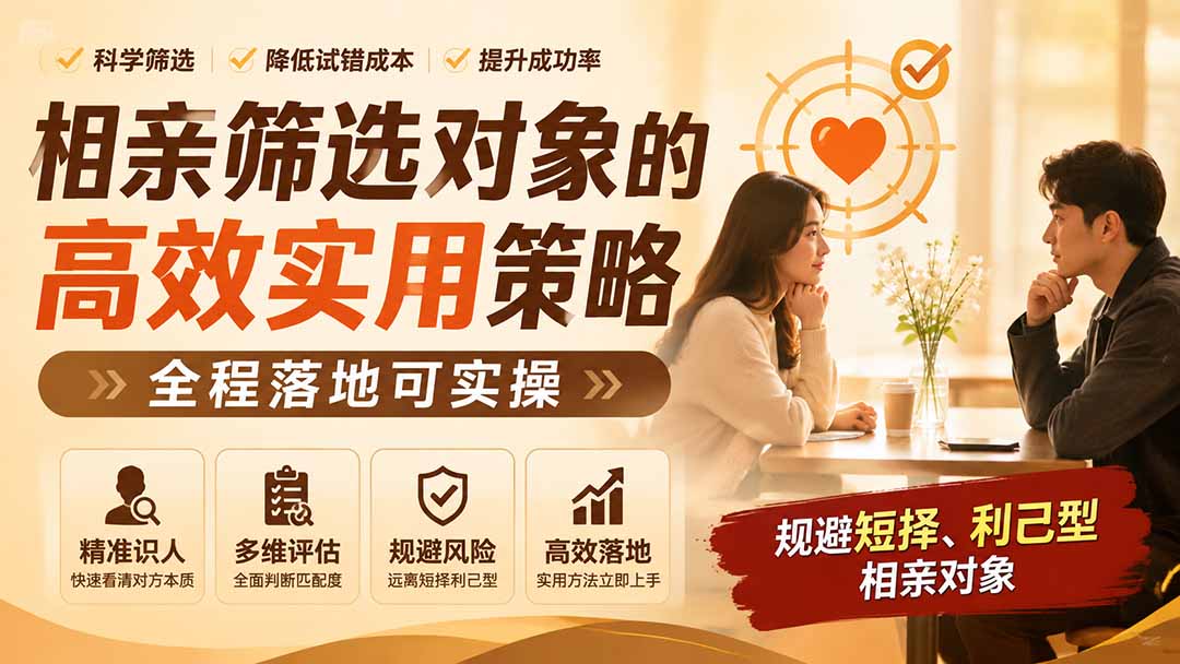 付费文章：相亲筛选对象的高效实用策略，全程落地可实操，规避短择、利己型相亲对象-程拾网络