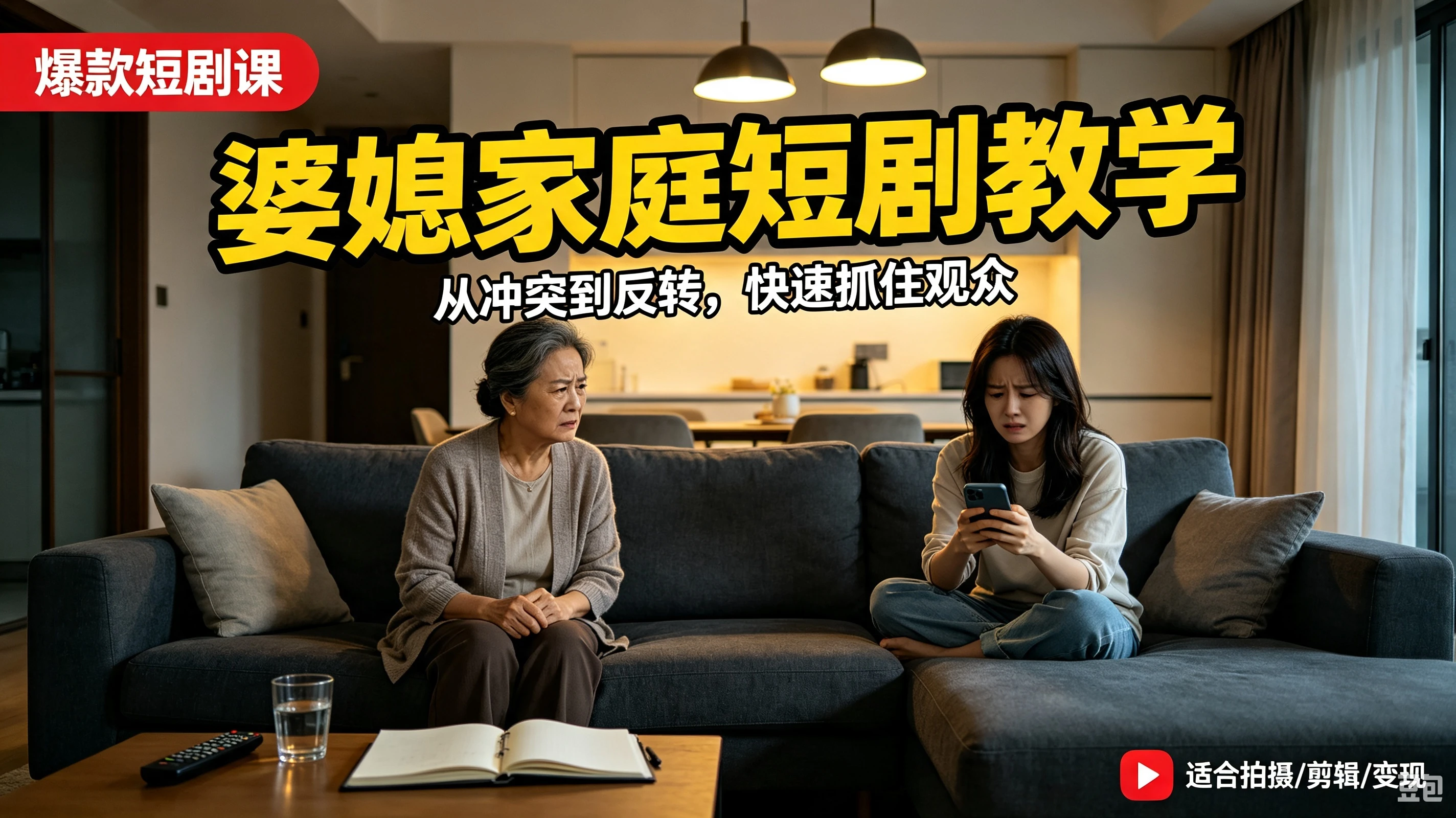 【精】婆媳家庭AI短剧全套教学丨起号快,热门吸引女性粉丝,商单广告、橱窗带货、收徒裂变、伙伴分成等-程拾网络