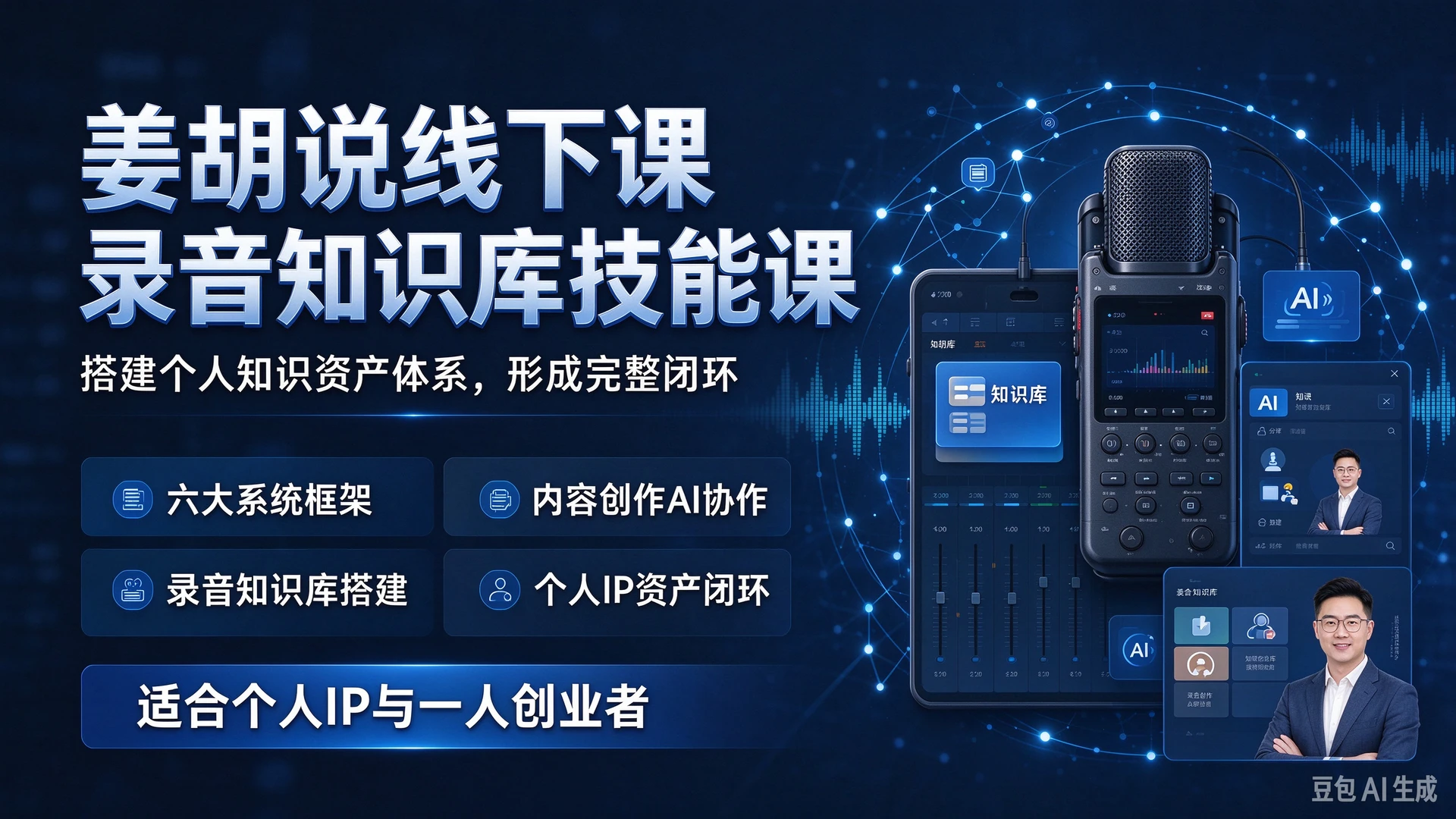 姜胡说线下课录音知识库技能课,带你学习六大系统框架与内容创作AI协作方法,搭建个人知识资产体系,适合个人IP与一人创业者的完整闭环-程拾网络