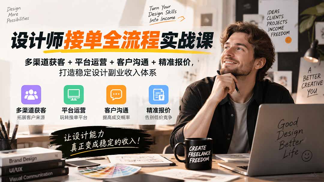 设计师接单全流程实战课-无水印｜多渠道获客+平台运营+客户沟通+精准报价，打造稳定设计副业收入体系-程拾网络