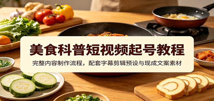 美食科普短视频起号教程：完整内容制作流程，配套字幕剪辑预设与现成文案素材-程拾网络