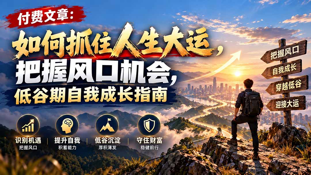 付费文章:如何抓住人生大运,把握风口机会,低谷期自我成长指南-程拾网络