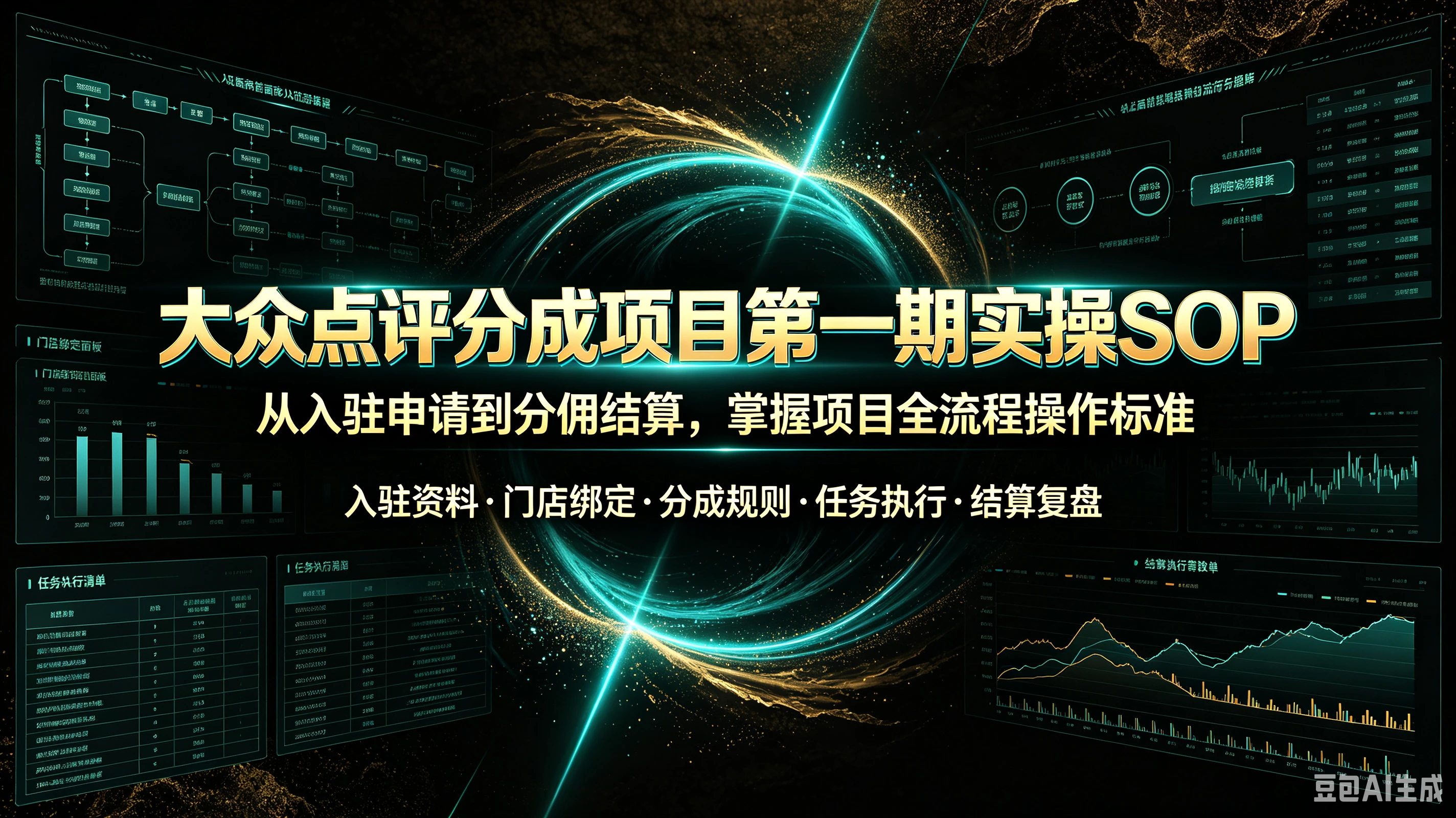 【精】大众点评分成项目第一期实操SOP，从入驻申请到分佣结算，掌握项目全流程操作标准，入驻资料、门店绑定、分成规则、任务执行、结算复盘-程拾网络