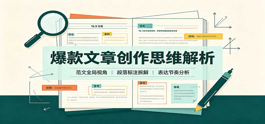 爆款文章创作思维解析：全局视角拆解范文，梳理行文逻辑，搭配真实拆文实操案例-程拾网络