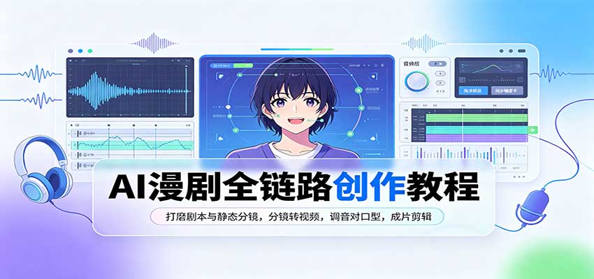 AI漫剧全链路创作教程：打磨剧本与静态分镜，分镜转视频，调音对口型，成片剪辑-程拾网络