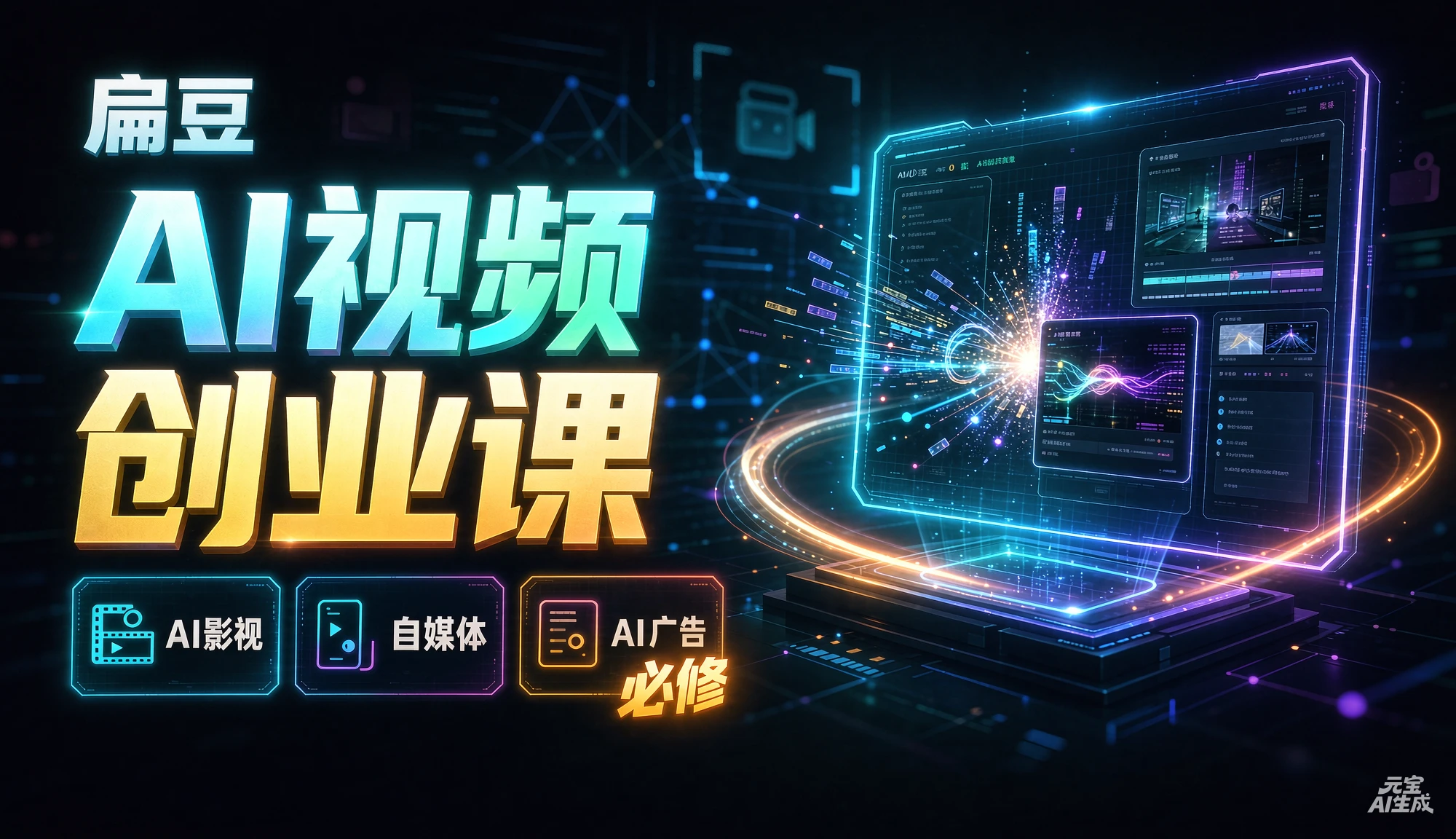 【精】扁豆:AI视频创业课(AI影视、AI自媒体、AI广告 必修)-程拾网络