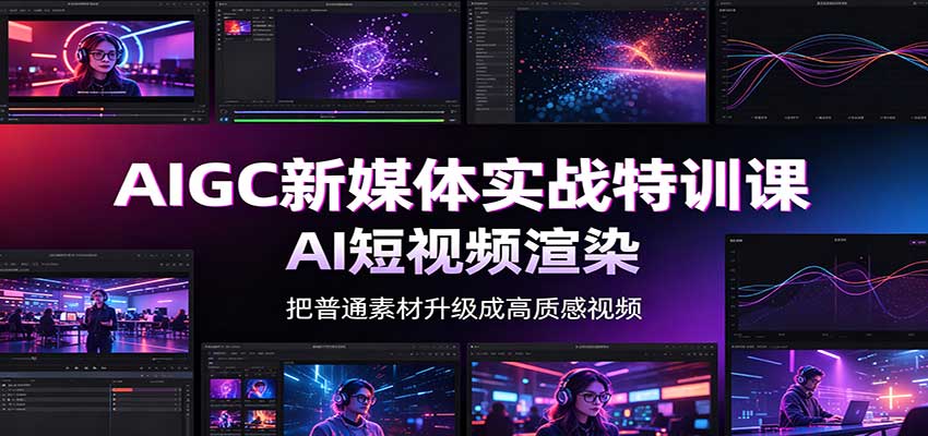 AIGC新媒体实战特训课：工具入门实操，AI短视频渲染，数字人商业视频制作-程拾网络