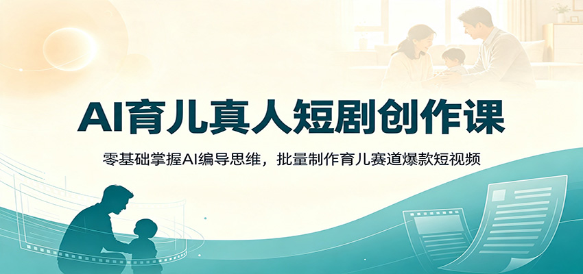 AI育儿真人短剧创作课：零基础掌握AI编导思维，批量制作育儿赛道爆款短视频-程拾网络