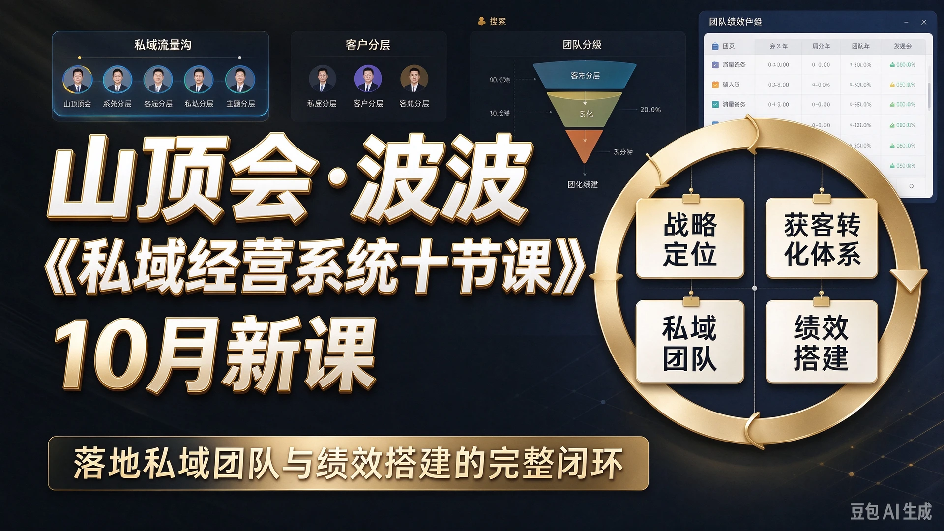 山顶会・波波《私域经营系统十节课》10月新课,带你搭建战略定位与获客转化体系,落地私域团队与绩效搭建的完整闭环-程拾网络
