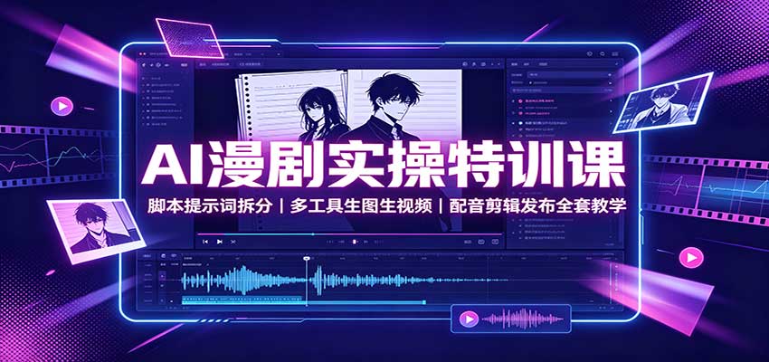 AI漫剧实操特训课：脚本提示词拆分，多工具生图生视频，配音剪辑发布全套教学-程拾网络