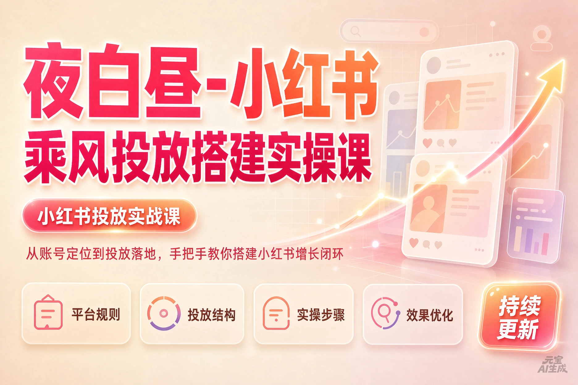 【精】夜白昼-小红书乘风投放实操课,开户返点标准投搭建莱卡定向,新店建模撬动笔记自然流量-程拾网络