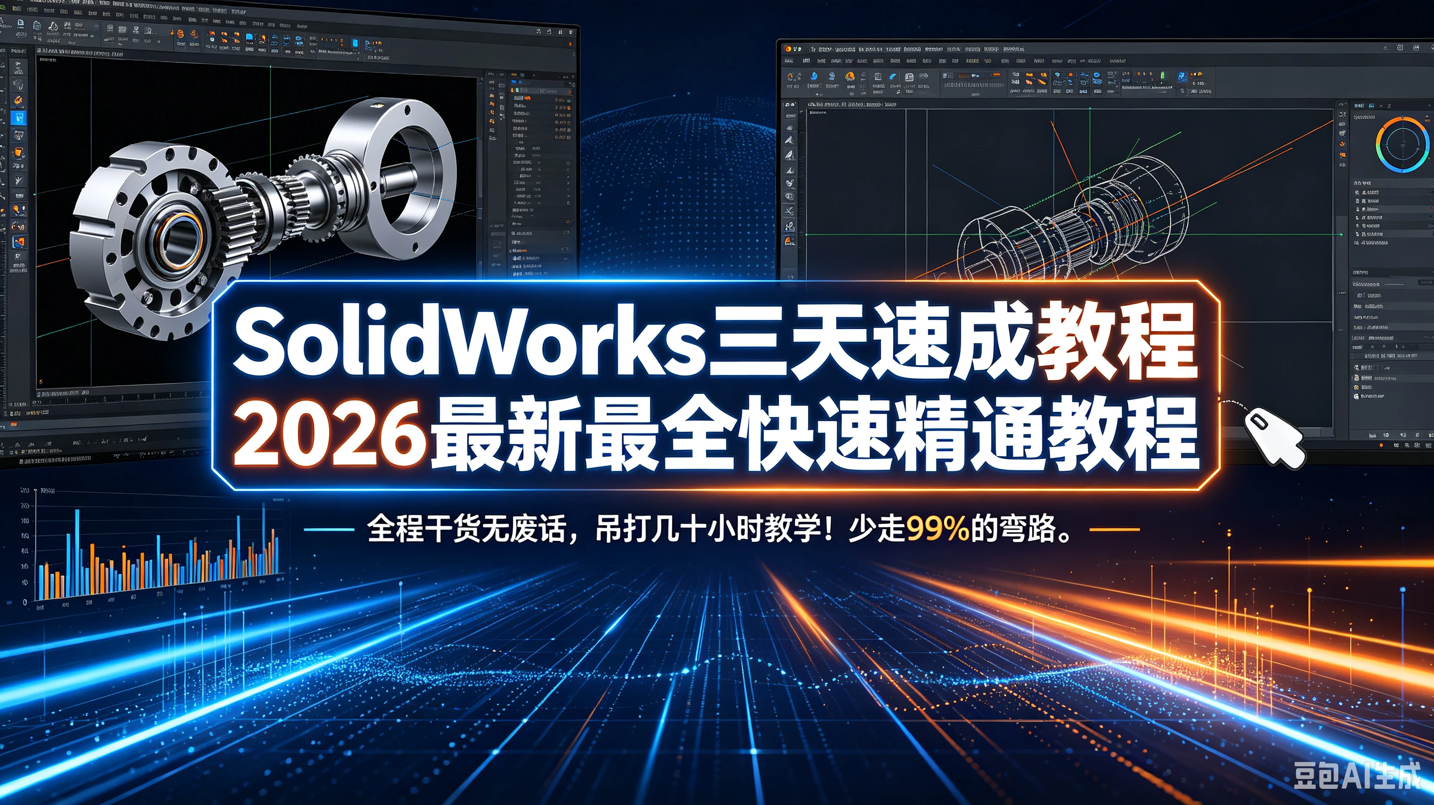 【精】SolidWorks三天速成教程2026最新最全快速精通教程，全程干货无废话，吊打几十小时教学！少走99%的弯路。-程拾网络