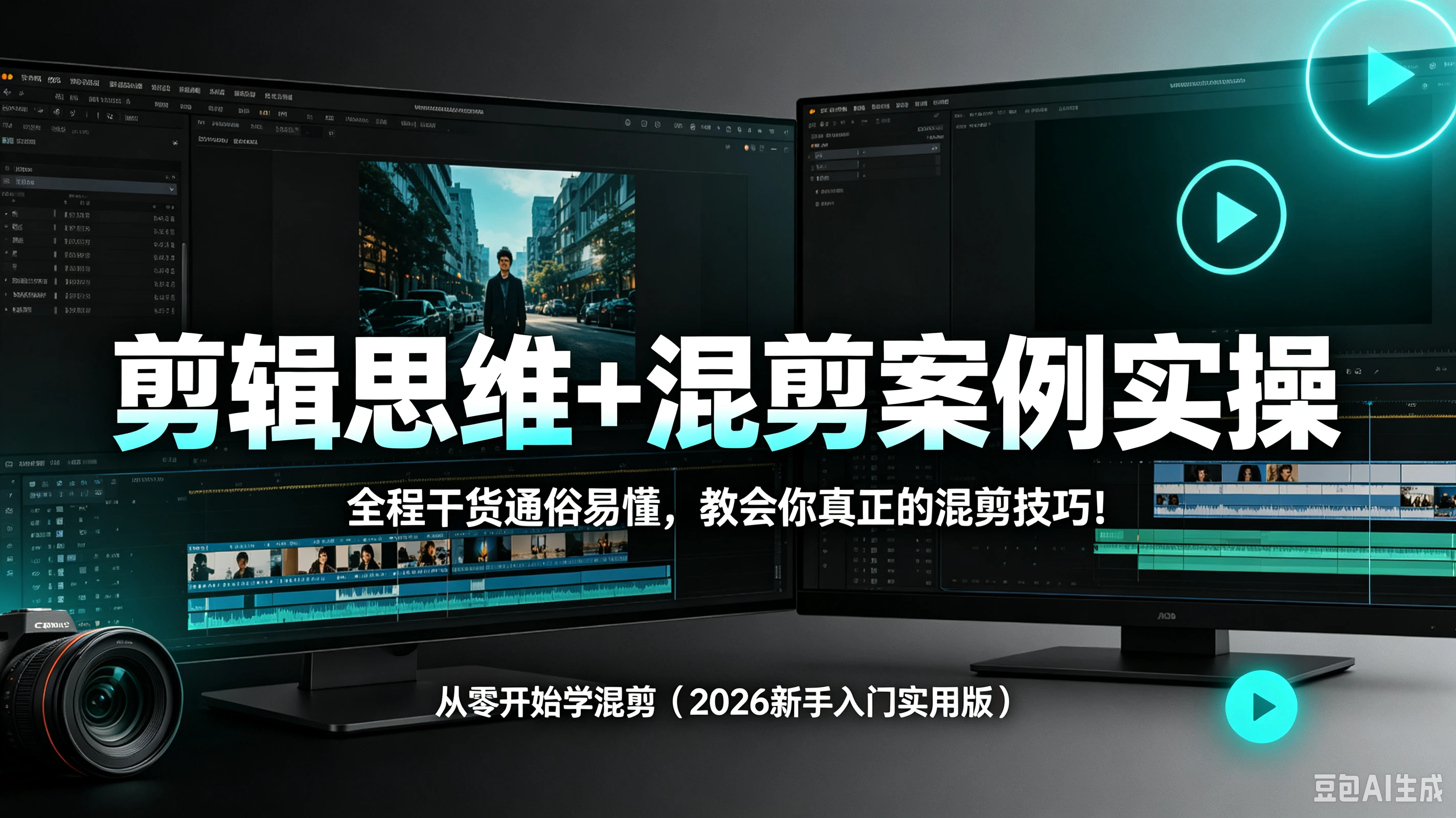 【精】剪辑思维+混剪案例实操，全程干货通俗易懂，教会你真正的混剪技巧！从零开始学混剪（2026新手入门实用版）-程拾网络