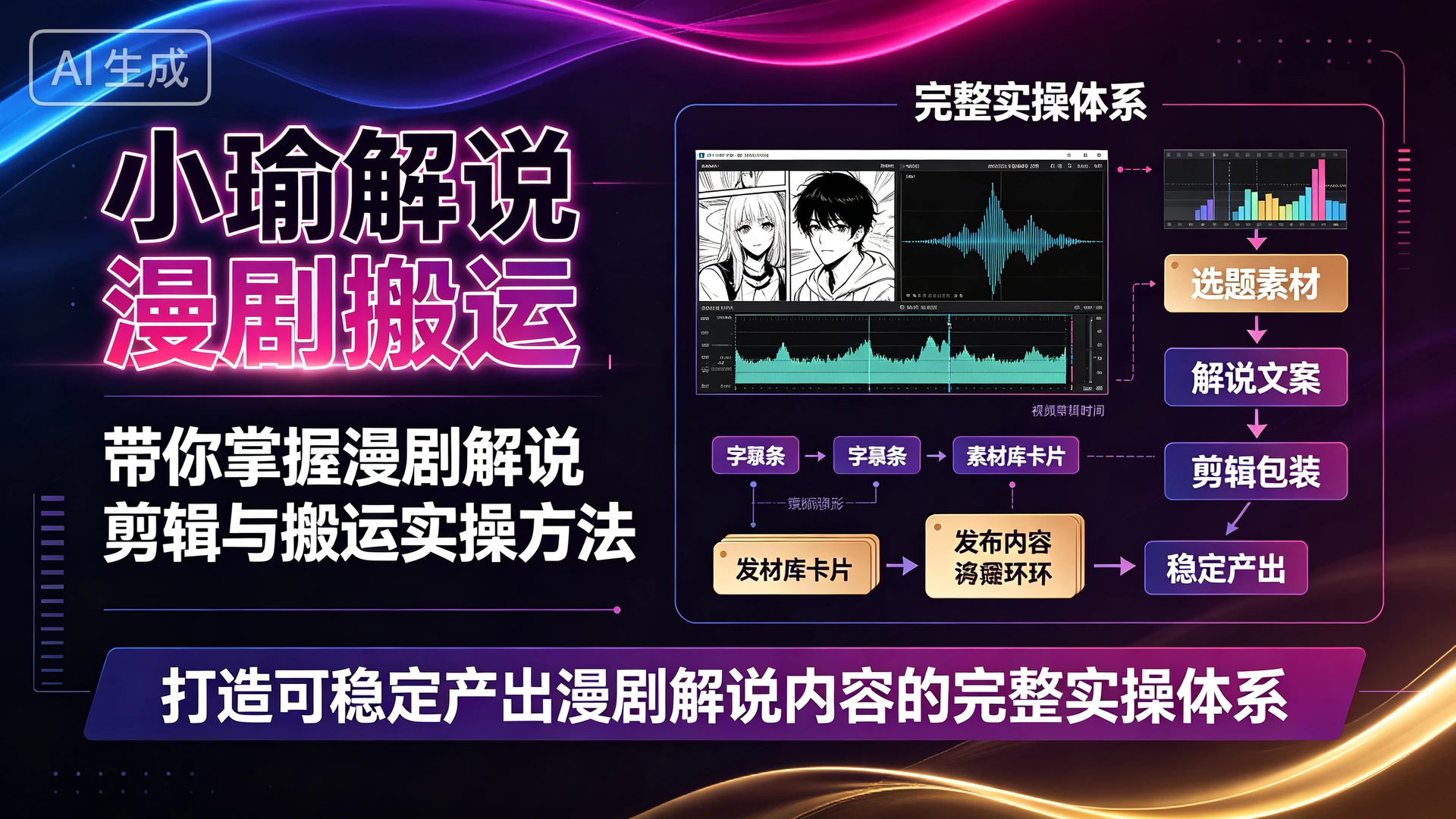 小瑜解说漫剧搬运，带你掌握漫剧解说剪辑与搬运实操方法，打造可稳定产出漫剧解说内容的完整实操体系-程拾网络