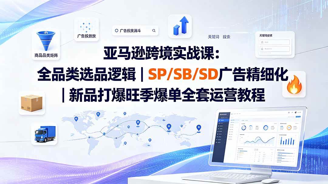 （20160期）亚马逊跨境实战课-更新8月：全品类选品逻辑｜SP/SB/SD广告精细化｜新品打爆旺季爆单全套运营教程-程拾网络