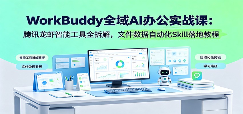 【精】WorkBuddy全域AI办公实战课：腾讯龙虾智能工具全拆解，文件数据自动化Skill落地教程-程拾网络