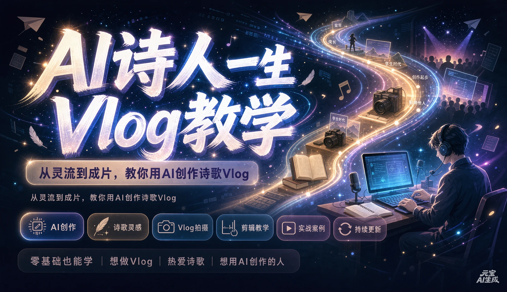 【精】AI诗人一生Vlog教学,AI制作丨伙伴计划丨精选收益丨商单收徒 ,新领域红利期,抓紧做-程拾网络