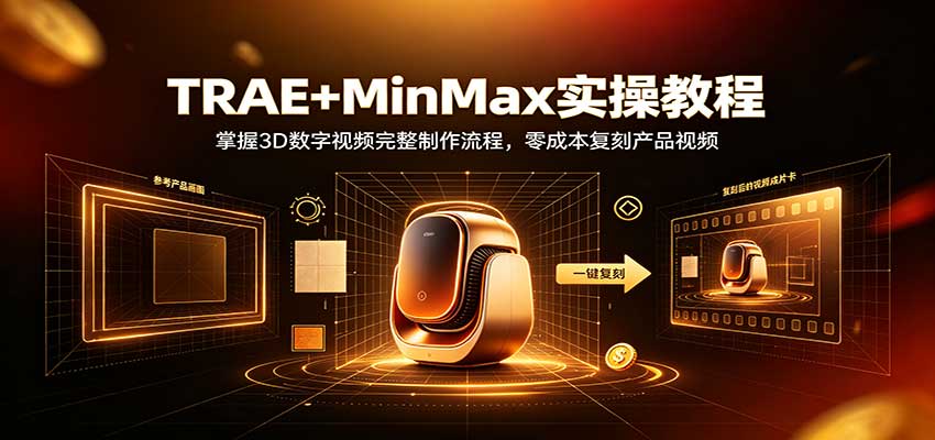 TRAE+MinMax实操教程:3D数字视频完整制作流程,零成本复刻产品视频-程拾网络