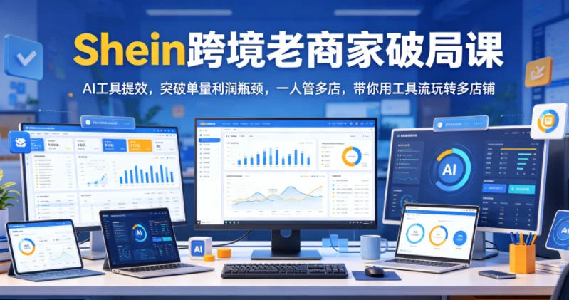 【精】Shein跨境老商家破局课，AI工具提效，突破单量利润瓶颈，一人管多店，带你用工具流玩转多店铺-程拾网络