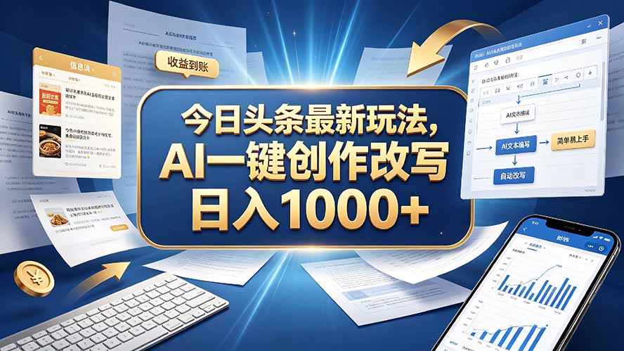 今日头条最新玩法，AI 一键创作改写，简单易上手，轻松日入 1000 +-程拾网络