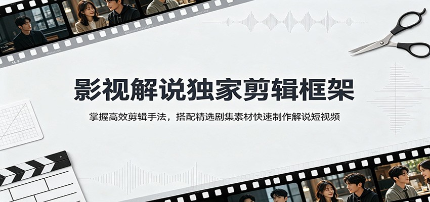 影视解说独家剪辑框架：掌握高效剪辑手法，搭配精选剧集素材快速制作解说短视频-程拾网络