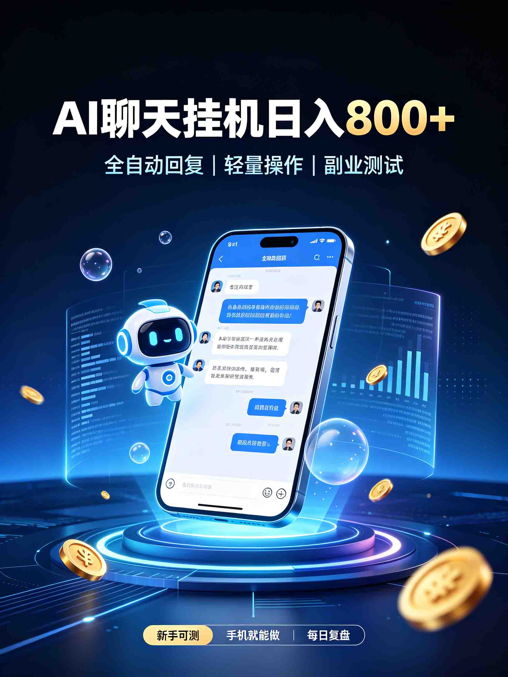 AI聊天挂机，日入800+，适用个人副业，工作室矩阵操作-程拾网络