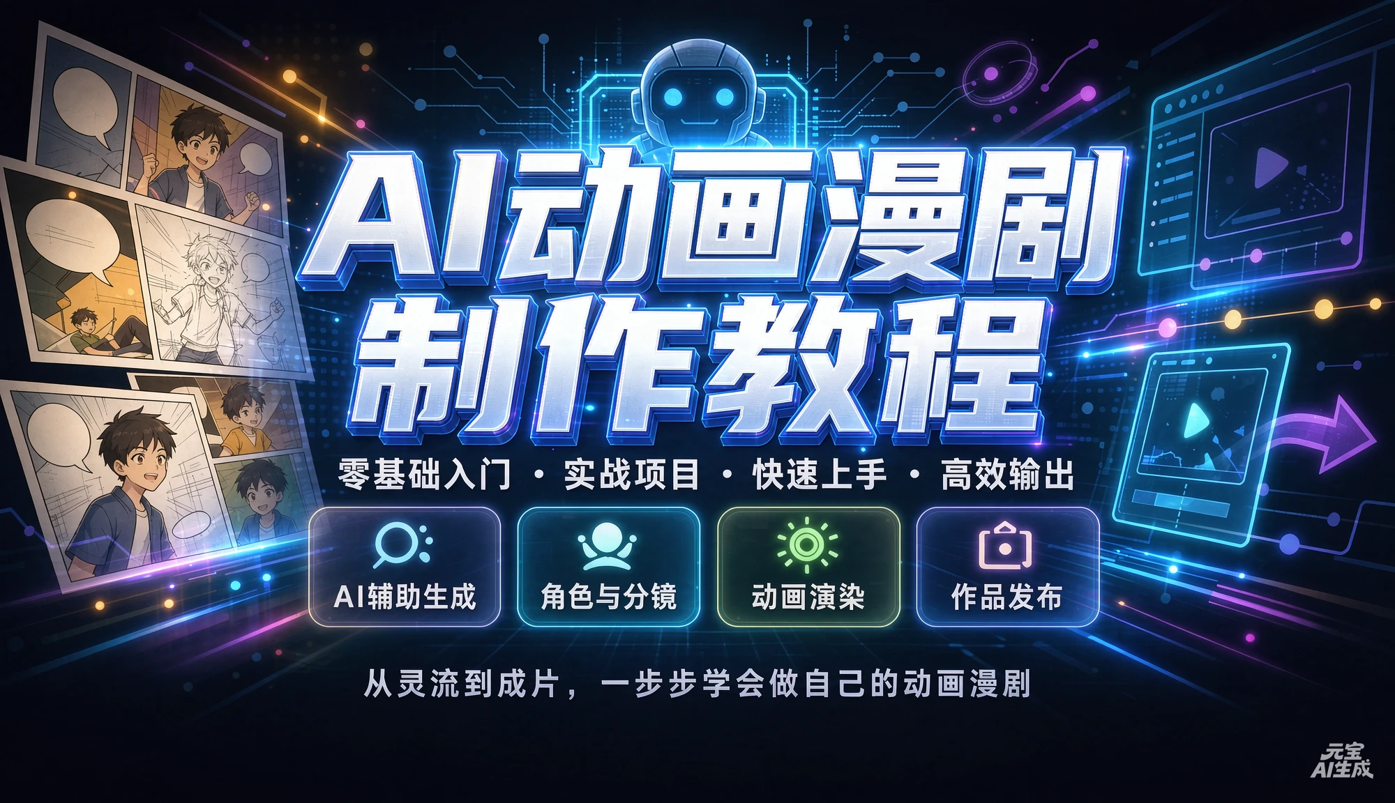 【精】AI动画漫剧制作教程,从选题构思、分镜文案、AI绘图配音到剪映成片的完整创作流-程拾网络